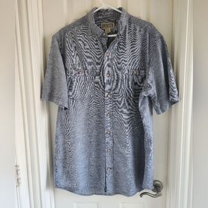 Duluth Trading Shirt Mens‎ L Tall Blue Hemp/Cotton Blend Short Sleeve Pockets